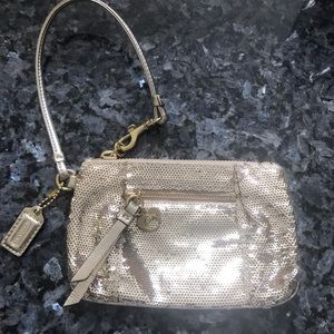 Coach Gold Sequin wristlet